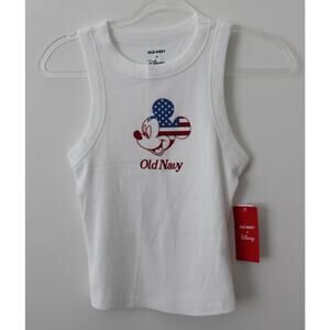 Old Navy Womens Disney Mickey Mouse Logo Tank Top White Size S NWT